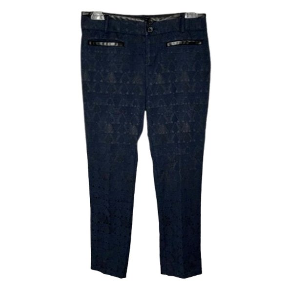 Anthropologie Cartonnier Charlie Navy Textured Zippered Ankle Pants - 4 - Picture 1 of 11